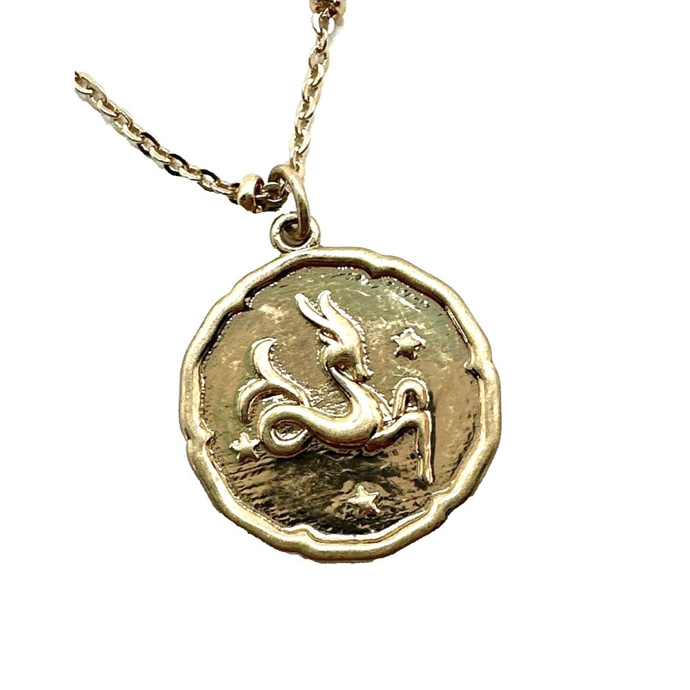 Lauren Conrad Capricorn Pendant Necklace Gold Tone Zodiac Charm LC 16" NWOT